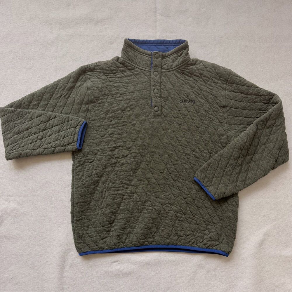 Orvis Quilted Snap Pullover Sweatshirt Size Medium
